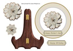 Beige Flower Plate Card & Stand