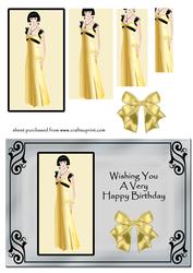 Gold Deco Lady - Happy Birthday