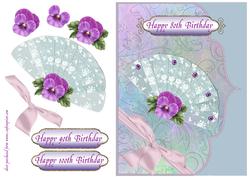 Lace Fan & Pansy - 80th,90th & 100th Birthday