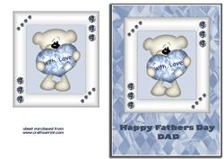 Blue & White Heart Bear - Dad Fathers Day