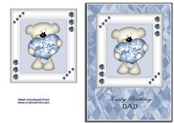 Blue & White Heart Bear - Dad Birthday