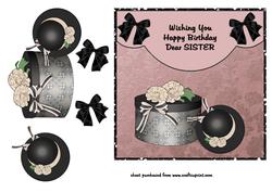 Black & Pink Hat & Hatbox - Sister Birthday