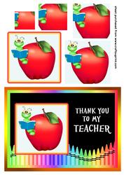 Apple & Bookworm Thank You to My Teacher