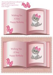 Kitten in Book - Happy Birthday