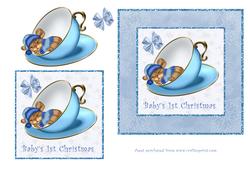 Christmas Mouse in Teacup Babys !st Christmas (boy)