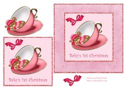 Christmas Mouse in Teacup Babys !st Christmas (girl)