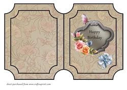 Roses & Butterflies Plaque Card - Happy Birthday