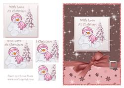 Snowman & Christmas Tree - Pink