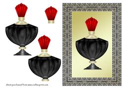 Perfume Bottle in Black Lace Frame - Blank Card