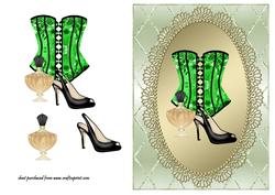 Green Corset - Blank Card