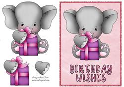 Elephant & Present (pink)