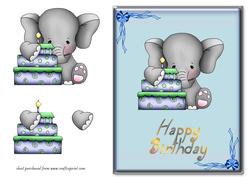 Elephant & Cake (blue)