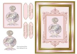 Perfume Bottle in Pink & Gold Frame