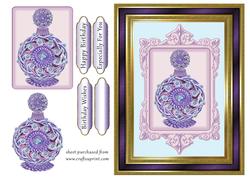 Perfume Bottle in Purple & Gold Frame