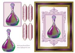 Perfume Bottle in Deep Pink & Gold Frame
