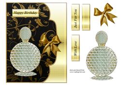 Black & Gold Perfume Bottle Card Front