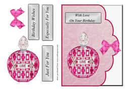 Pink & Silver Perfume Bottle Card Front