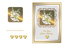 Wine Glasses & Flowers - Golden Wedding
