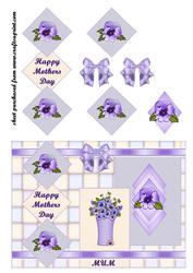 Pansies Diamond Card Front - Mothers Day