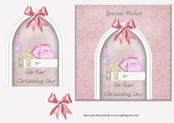 Bootees & Bible Christening Card