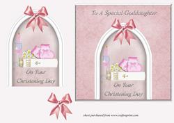 Bootees & Bible Christening Card - Goddaughter