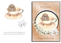 Puppy in Peach Teacup - Mothers Day