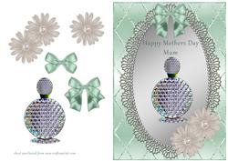 White Daisies & Perfume on Silver Oval - Mothers Day