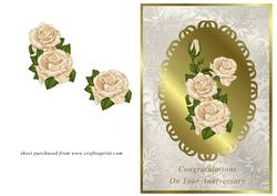 Cream Roses on Gold - Anniversary