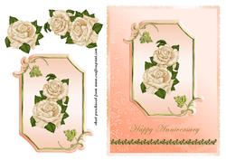 Cream Roses on Peach Plaque - Anniversary