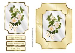 Peach Gardenias on Gold Plaque Card Front