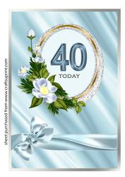 Oval Frame with Flowers 40th Birthday