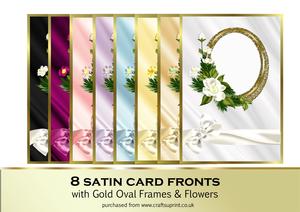 Satin Card Fronts with Gold Oval Frame & Flowers