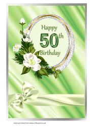 Oval Frame with Flowers 50th Birthday