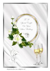 A4 Silver Wedding Anniversary Card Front