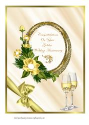 A4 Golden Wedding Anniversary Card Front