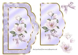 Scalloped Card Front with Lilac Magnolias