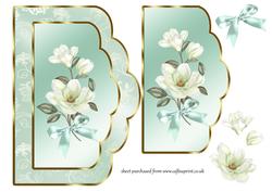 Scalloped Card Front with Cream Magnolias
