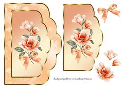 Scalloped Card Front with Peach Magnolias