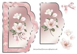 Scalloped Card Front with Pink Magnolias