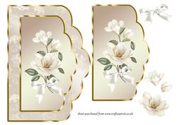 Scalloped Card Front with Ivory Magnolias