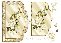 Elegant Scalloped Card Front with Ivory Roses