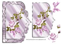 Elegant Scalloped Card Front with Lilac Roses