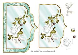 Elegant Scalloped Card Front with White Roses