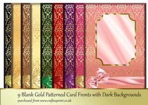 Gold Patterned Card Fronts on Dark Backgrounds