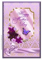 A4 Lilac Butterfly & Flowers - Mothers Day