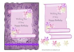 Lilac Scroll Birthday Card Front