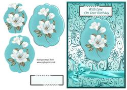 Turquoise Magnolias Pyramid Card Fronts