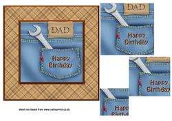 Denim Pocket Pramid Card - Dad Birthday