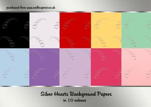 Silver Hearts Backing Papers