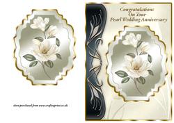 Ivory Magnolias Art Nouveau Card Front - Pearl Wedding